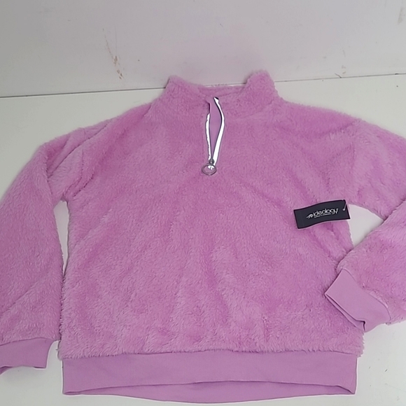 New! Ideology Big Girls Purple/Pink Sherpa Quarter-Zip Pullover XL (16) - Picture 2 of 8